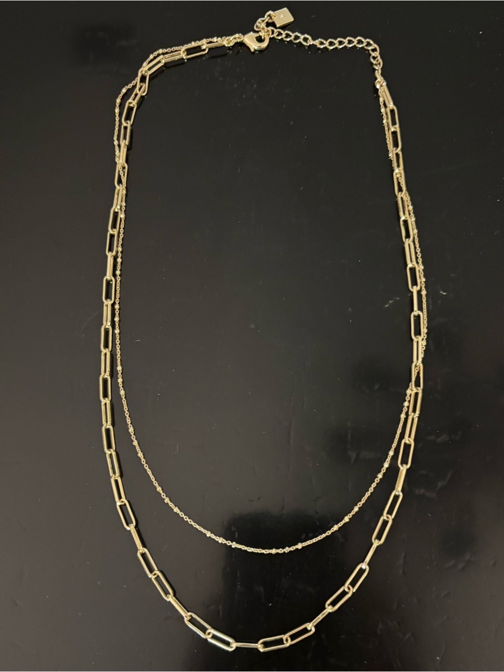 Banana Republic 2 Strand Gold tone Layered Paperclip Necklace
